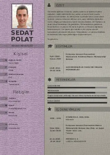 Maden Mühendisi Cv Örnekleri cv indir